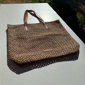 Elegant Brown Woven Tote Bag